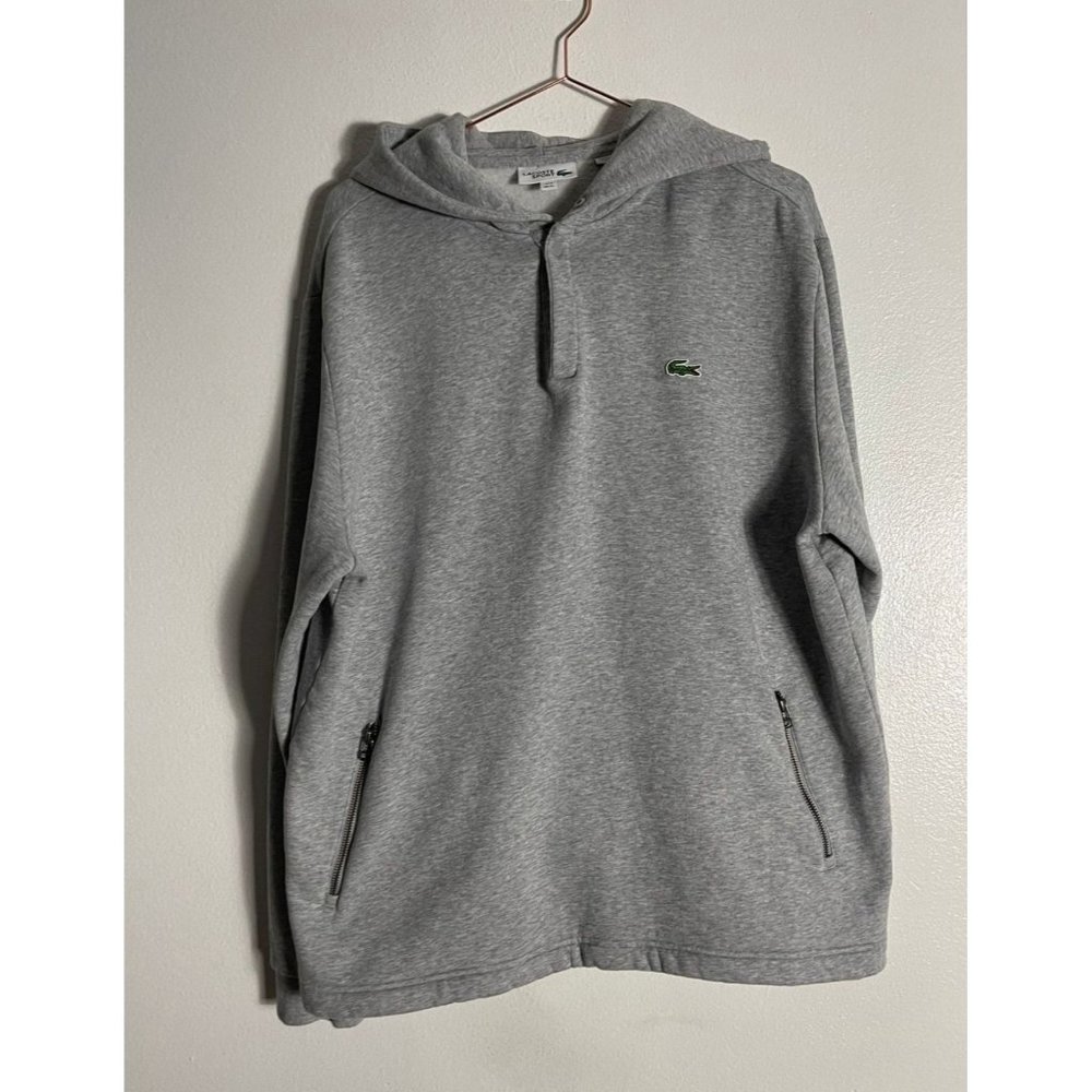 Lacoste Sport Mens Pullover Long Sleeve Hoodie Sweater Jacket Gray XL